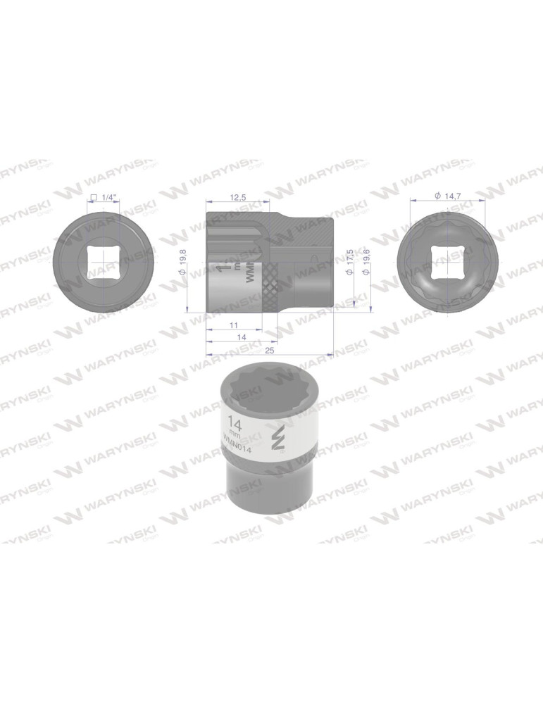 NASADKA DWUNASTOKĄTNA 1/4"14MM Waryński
WMN014