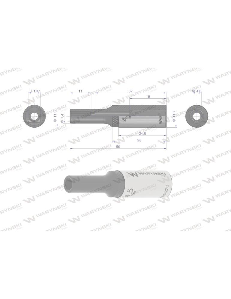 NASADKA DWUNASTOKĄTNA 1/4"4,5MM DŁUGA Waryński
WMN226