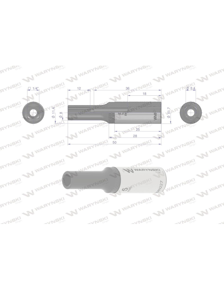 NASADKA DWUNASTOKĄTNA 1/4"5MM DŁUGA Waryński
WMN227