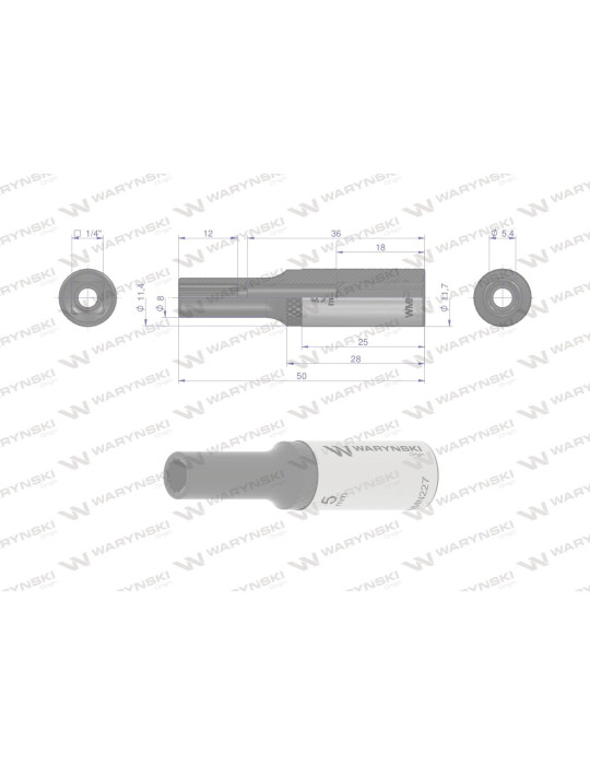 NASADKA DWUNASTOKĄTNA 1/4"5MM DŁUGA Waryński
WMN227