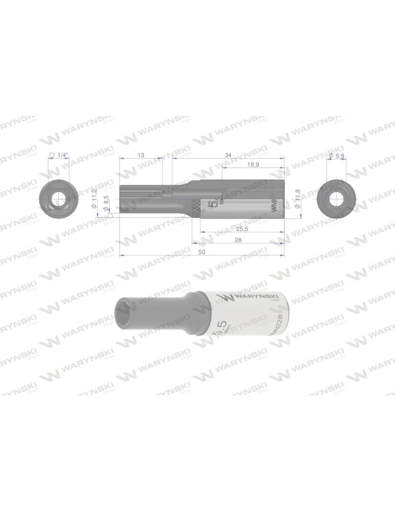 NASADKA DWUNASTOKĄTNA 1/4"5,5MM DŁUGA Waryński
WMN228
