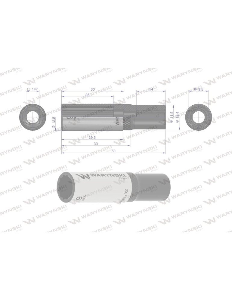 NASADKA DWUNASTOKĄTNA 1/4"9MM DŁUGA Waryński
WMN232