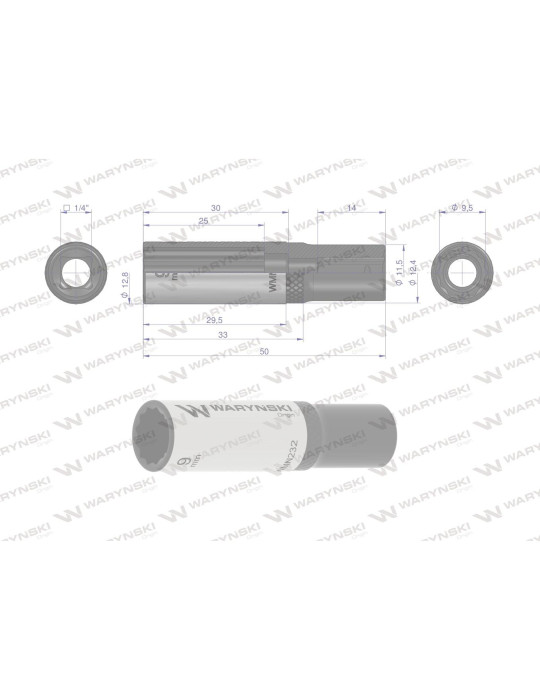 NASADKA DWUNASTOKĄTNA 1/4"9MM DŁUGA Waryński
WMN232