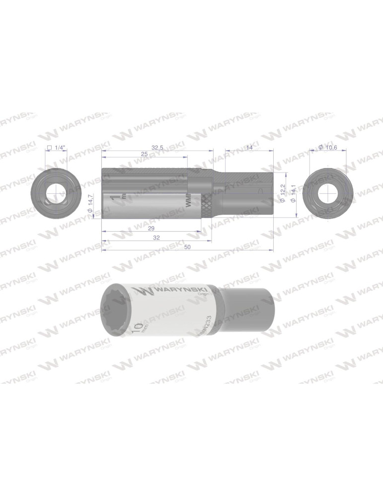 NASADKA DWUNASTOKĄTNA 1/4"10MM DŁUGA Waryński
WMN233
