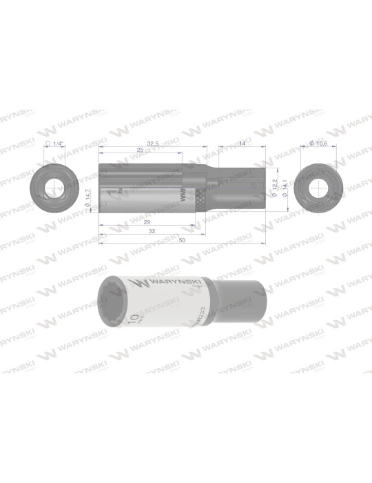 NASADKA DWUNASTOKĄTNA 1/4"10MM DŁUGA Waryński
WMN233
