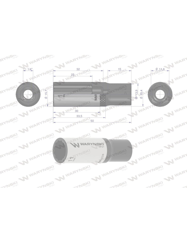 NASADKA DWUNASTOKĄTNA 1/4"11MM DŁUGA Waryński
WMN234
