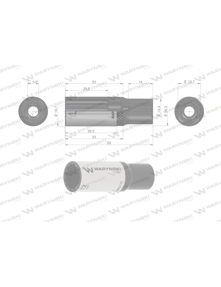 NASADKA DWUNASTOKĄTNA 1/4"12MM DŁUGA Waryński
WMN235
