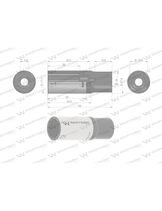 NASADKA DWUNASTOKĄTNA 1/4"13MM DŁUGA Waryński
WMN236