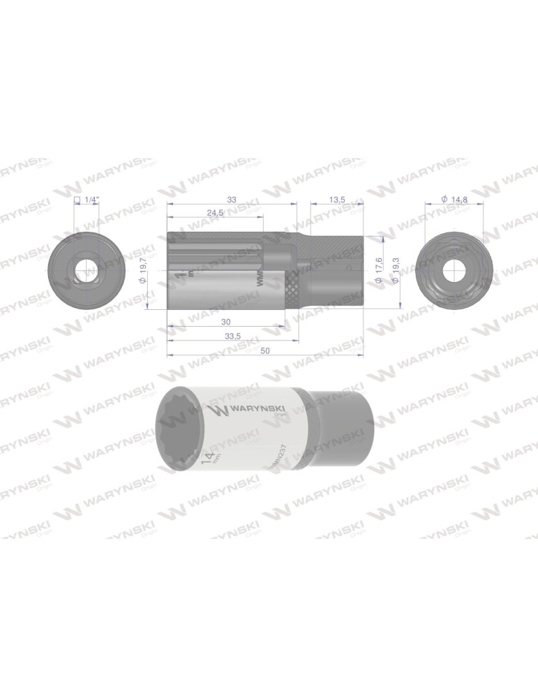 NASADKA DWUNASTOKĄTNA 1/4"14MM DŁUGA Waryński
WMN237