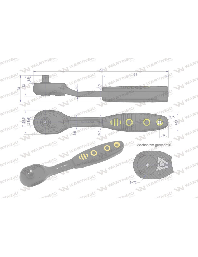 GRZECHOTKA 1/4" 72T ODGIĘTA WARYŃSKI
WMR008