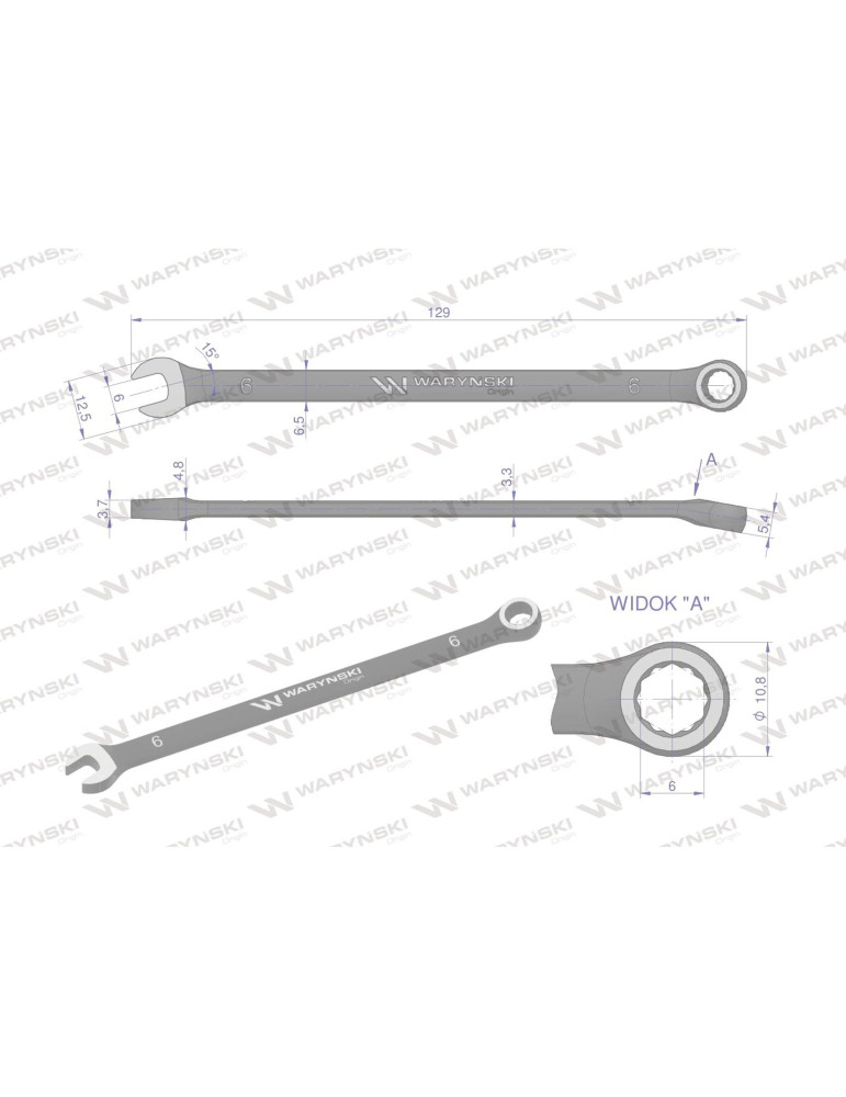 KLUCZ PŁASKO-OCZKOWY 6MM STANDART Waryński
WMK016 CrV