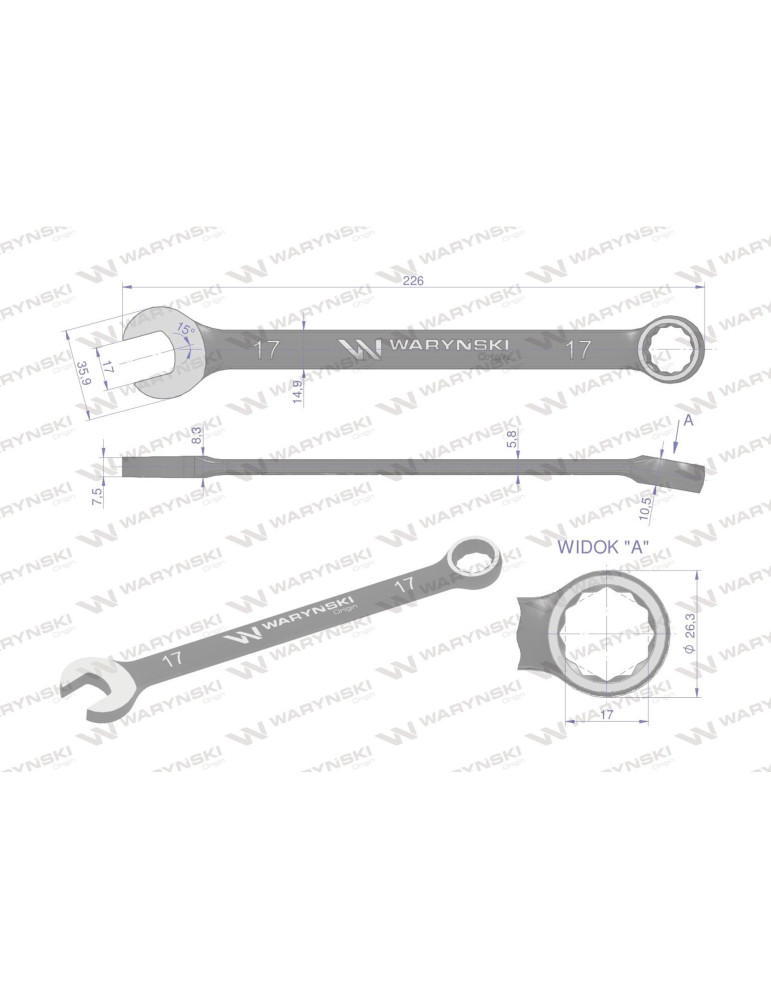 KLUCZ PŁASKO-OCZKOWY 17MM STANDART Waryński
WMK027
