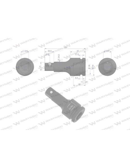 PRZEDŁUŻKA DO NASADEK UDAR 3/4" 100mm Waryński
WMU106 CrMo
