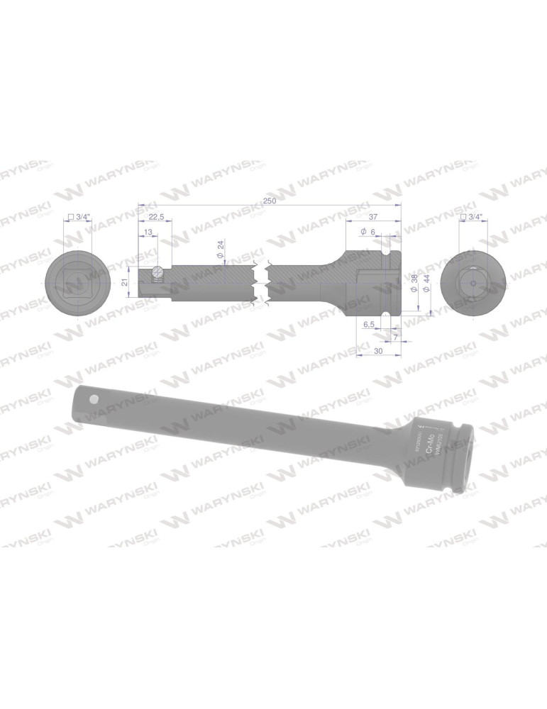 PRZEDŁUŻKA DO NASADEK UDAR 3/4" 250mm Waryński
WMU109
