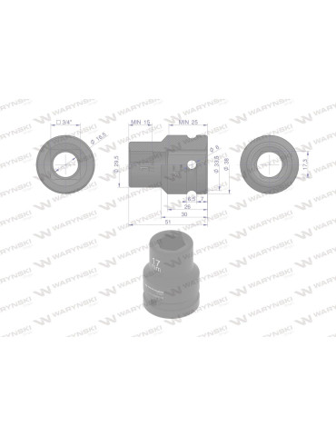 NASADKA UDAROWA 3/4" 17MM WARYŃSKI
WMU057 CrMo sześciokątna 2