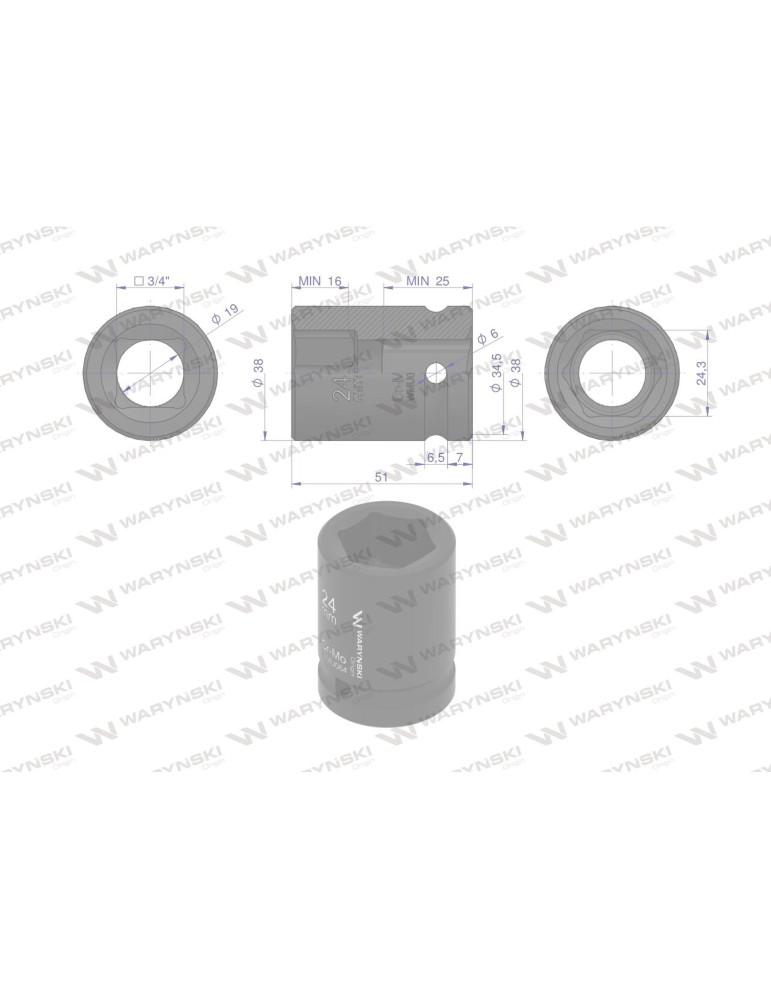 NASADKA UDAROWA 3/4" 24MM WARYŃSKI
WMU064
