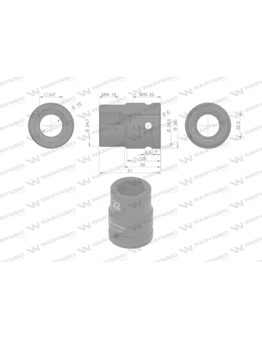 NASADKA UDAROWA 3/4" 22MM WARYŃSKI
WMU062
