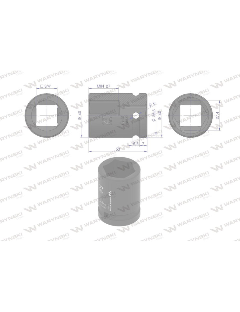 NASADKA UDAROWA 3/4" 27MM WARYŃSKI
WMU067