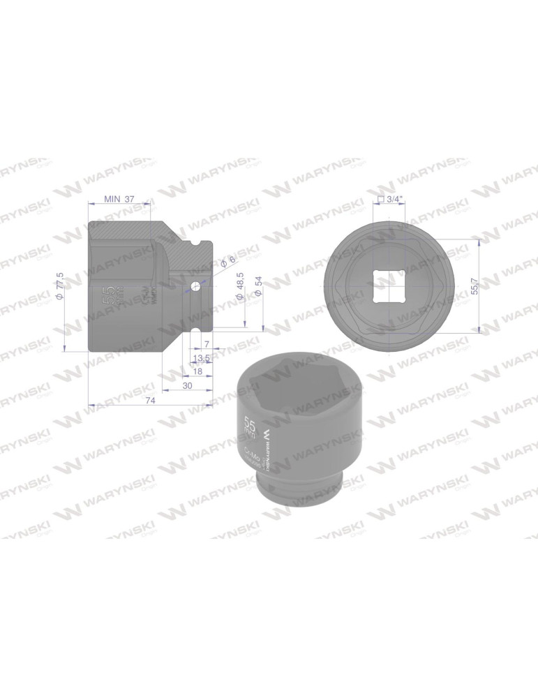 NASADKA UDAROWA 3/4" 55MM WMU095