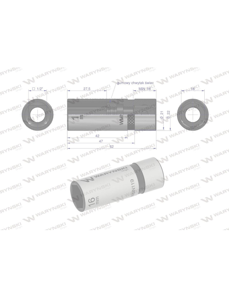 NASADKA DO ŚWIEC 16MM 1/2" WMN119