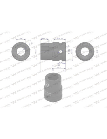 NASADKA UDAROWA 3/4" 21MM WARYŃSKI
WMU061
 2