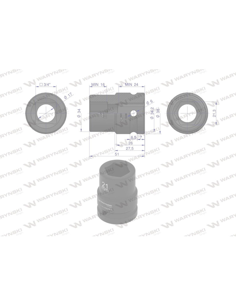 NASADKA UDAROWA 3/4" 21MM WARYŃSKI
WMU061
