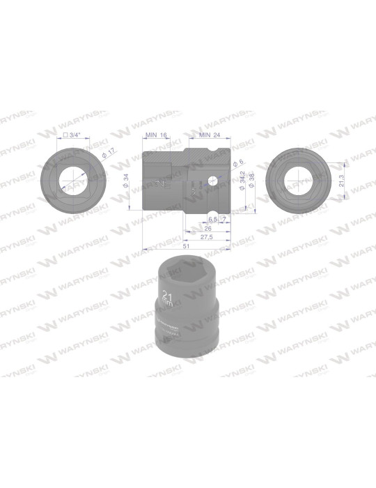 NASADKA UDAROWA 3/4" 21MM WARYŃSKI
WMU061
