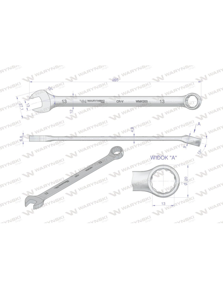 KLUCZ PŁASKO-OCZKOWY 13MM DŁUGI 205MM
WMK203
