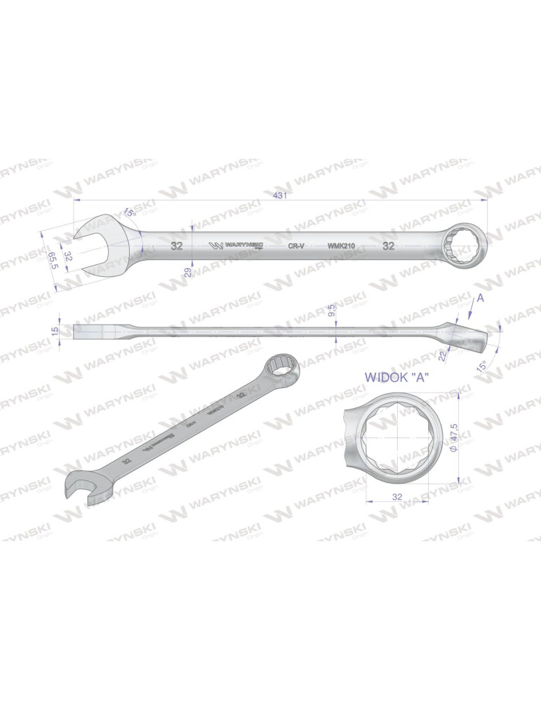KLUCZ PŁASKO-OCZK. 32MM DŁUGI 431MM
WMK210