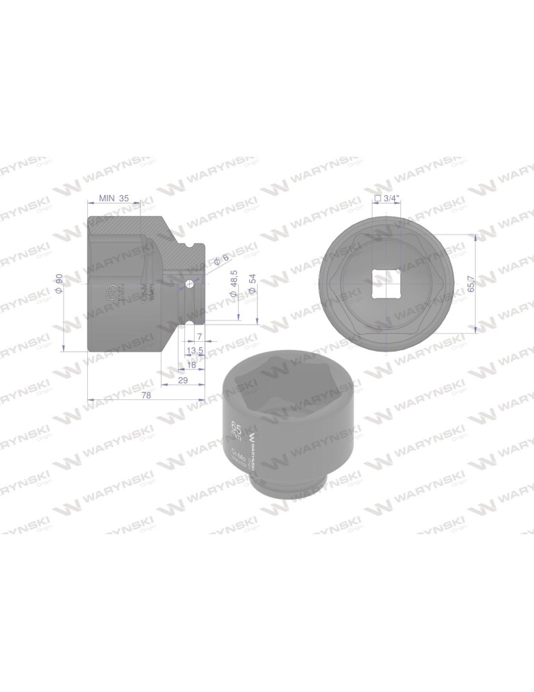 NASADKA UDAROWA 3/4" 65MM WMU102