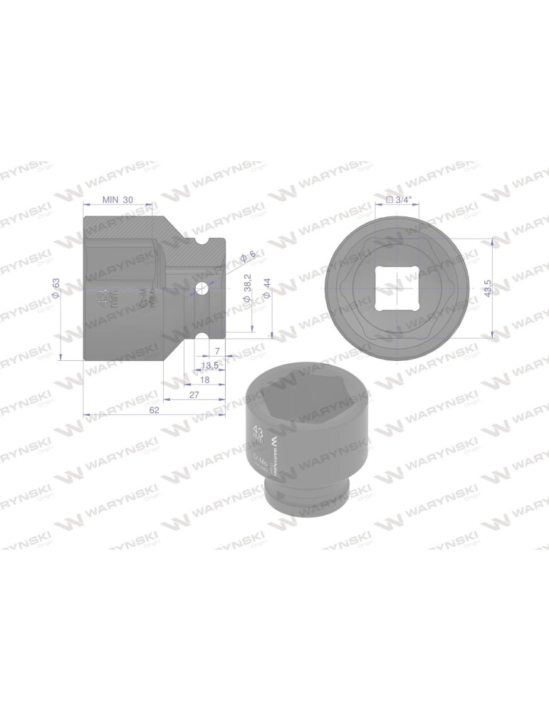 NASADKA UDAROWA 3/4" 43MM WMU083
