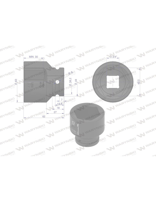 NASADKA UDAROWA 3/4" 43MM WMU083