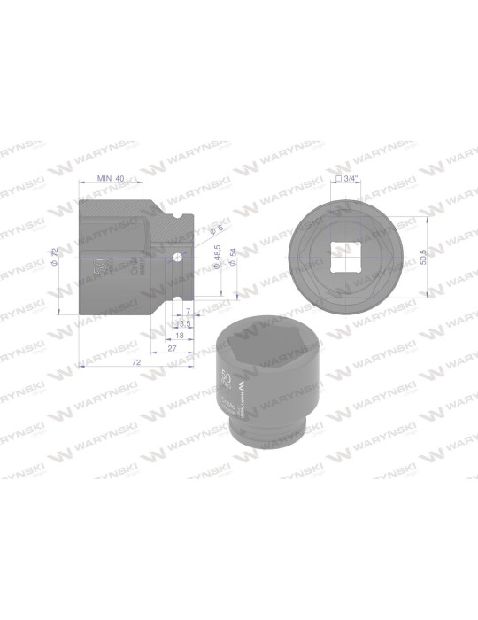 NASADKA UDAROWA 3/4" 50MM WMU090