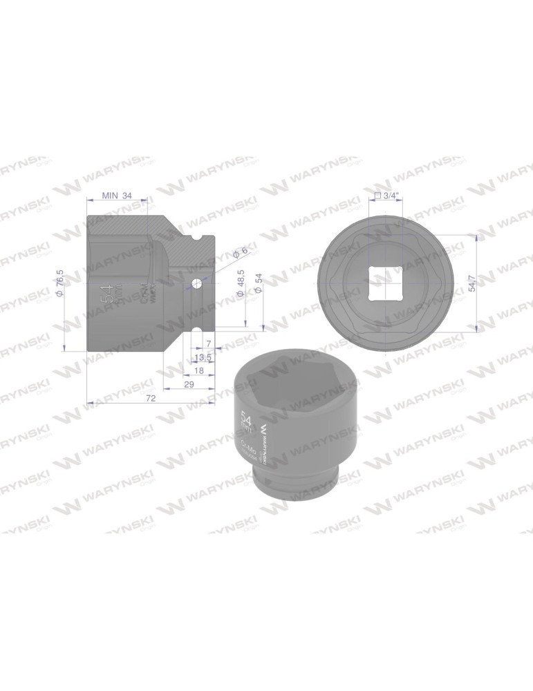 NASADKA UDAROWA 3/4" 54MM WMU094