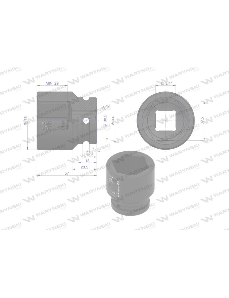 NASADKA UDAROWA 3/4" 37MM WMU077