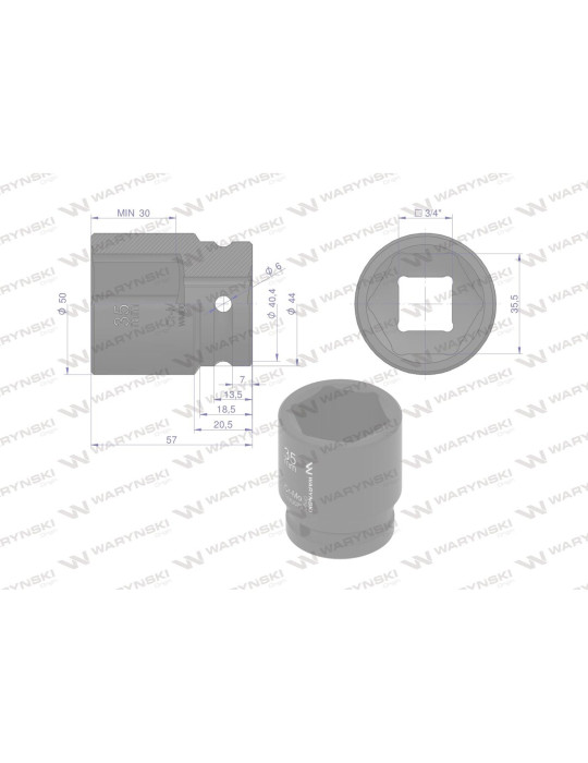 NASADKA UDAROWA 3/4" 35MM WMU075
