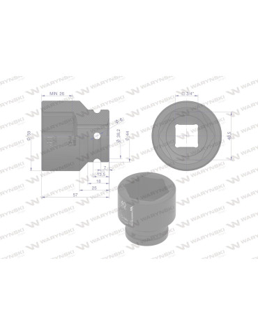 NASADKA UDAROWA 3/4" 40MM WMU080 2