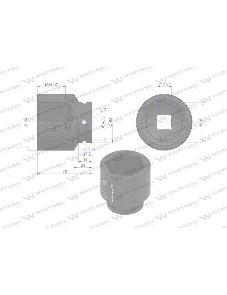 NASADKA UDAROWA 3/4" 52MM WMU092