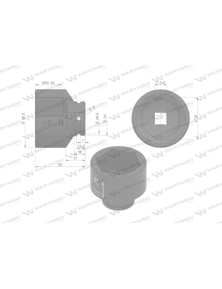 NASADKA UDAROWA 3/4" 67MM WMU103