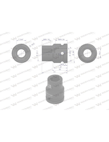 NASADKA UDAROWA 3/4" 18MM WMU058 2