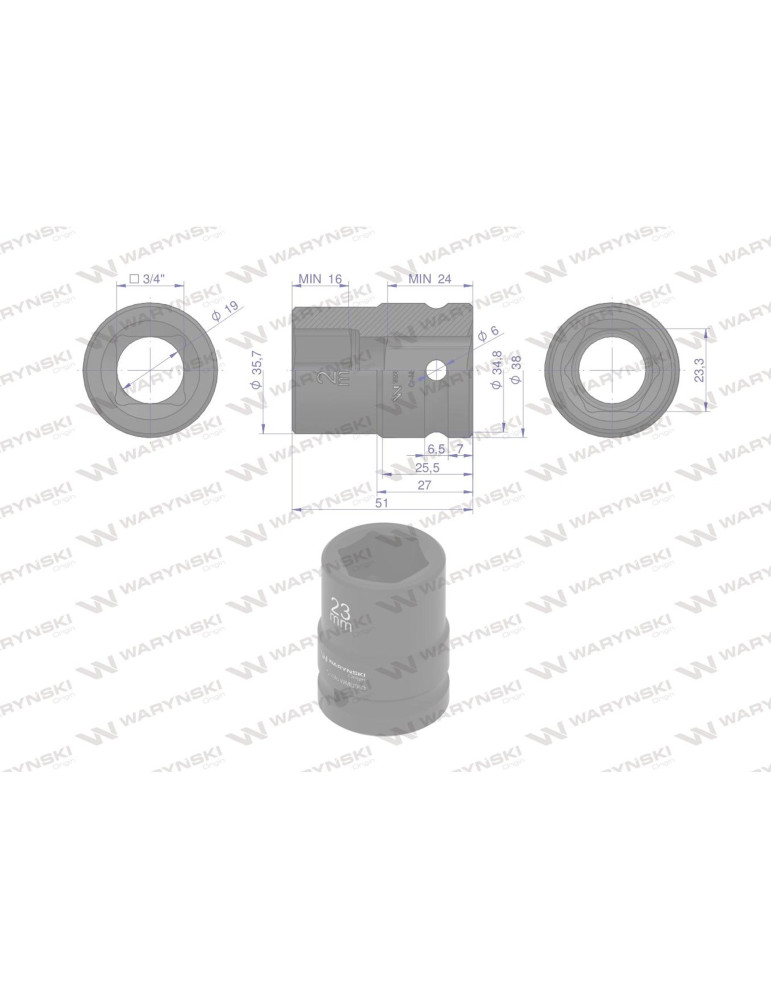 NASADKA UDAROWA 3/4" 23MM WMU063