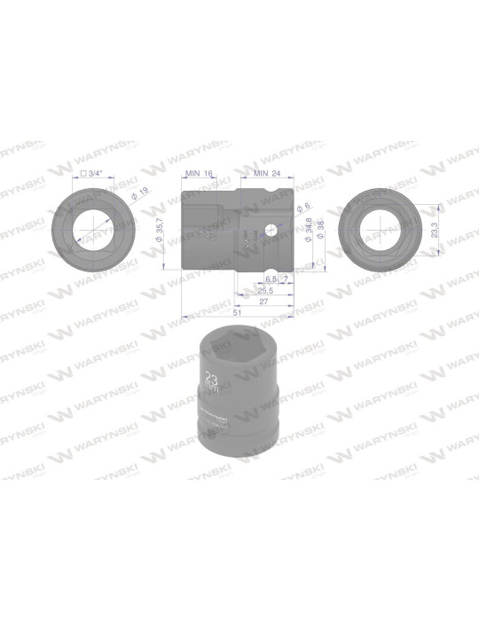 NASADKA UDAROWA 3/4" 23MM WMU063
