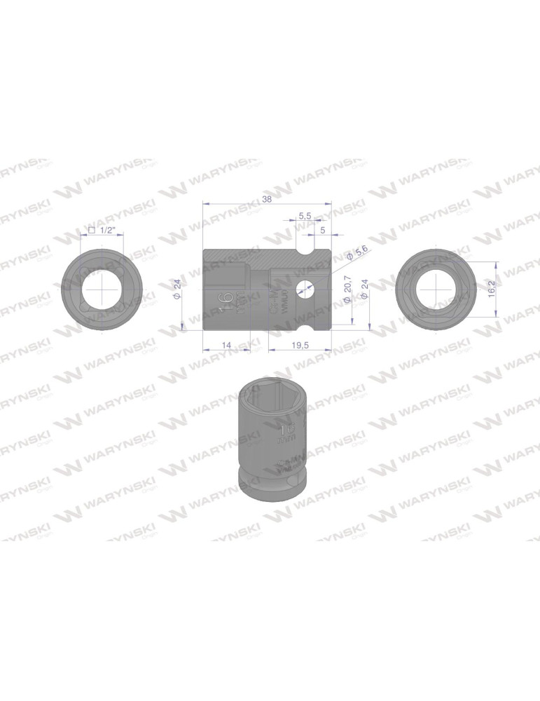 NASADKA UDAROWA 1/2" 16 KR. WMU009

