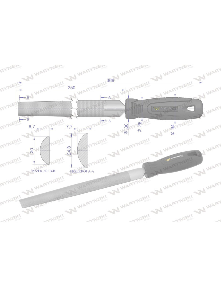 PILNIK PÓŁOGRĄGŁY 250MM WMF006