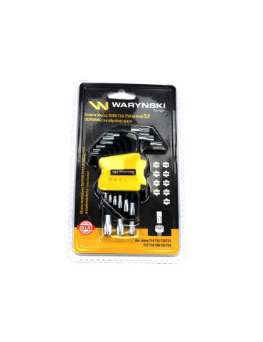 ZESTAW TORX T10-T50 WMK194
Zestaw kluczy TORX T10-T50 ze stali S2 9el w uchwycie Waryński
Indeks WMK194 2