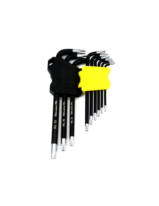ZESTAW TORX PRZEDŁ. T10-T50 WMK195
Zestaw kluczy przedłużonych TORX T10-T50 ze stali S2 9el w uchwycie Waryński
Indeks WMK195
