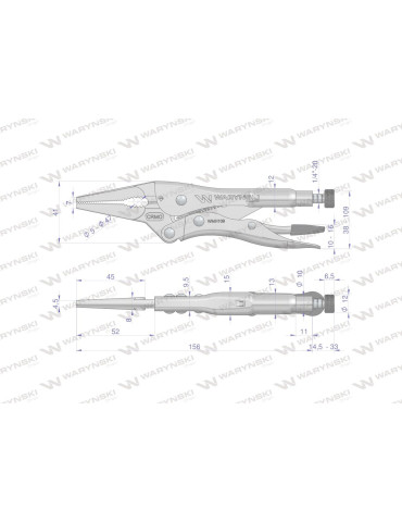 SZCZYPCE MORSA WYDŁUŻONE SZCZĘKI
Indeks WMH109
Szczypce zaciskowe Morsa z e stali CrMo 6" wydłużone szczęki Waryński
 2