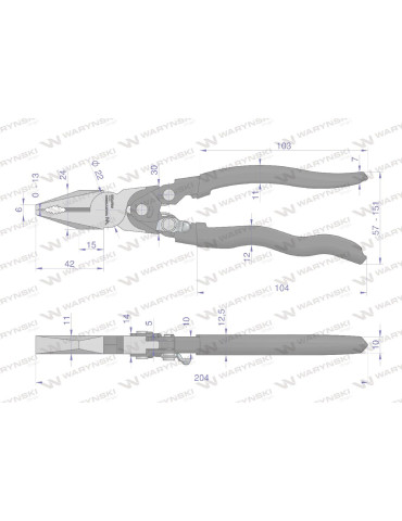 SZCZYPCE UNIWER. WZMOCNIONE 
WMP050
Szczypce uniwersalne chwyt wzmocniony przegubem Waryński 2