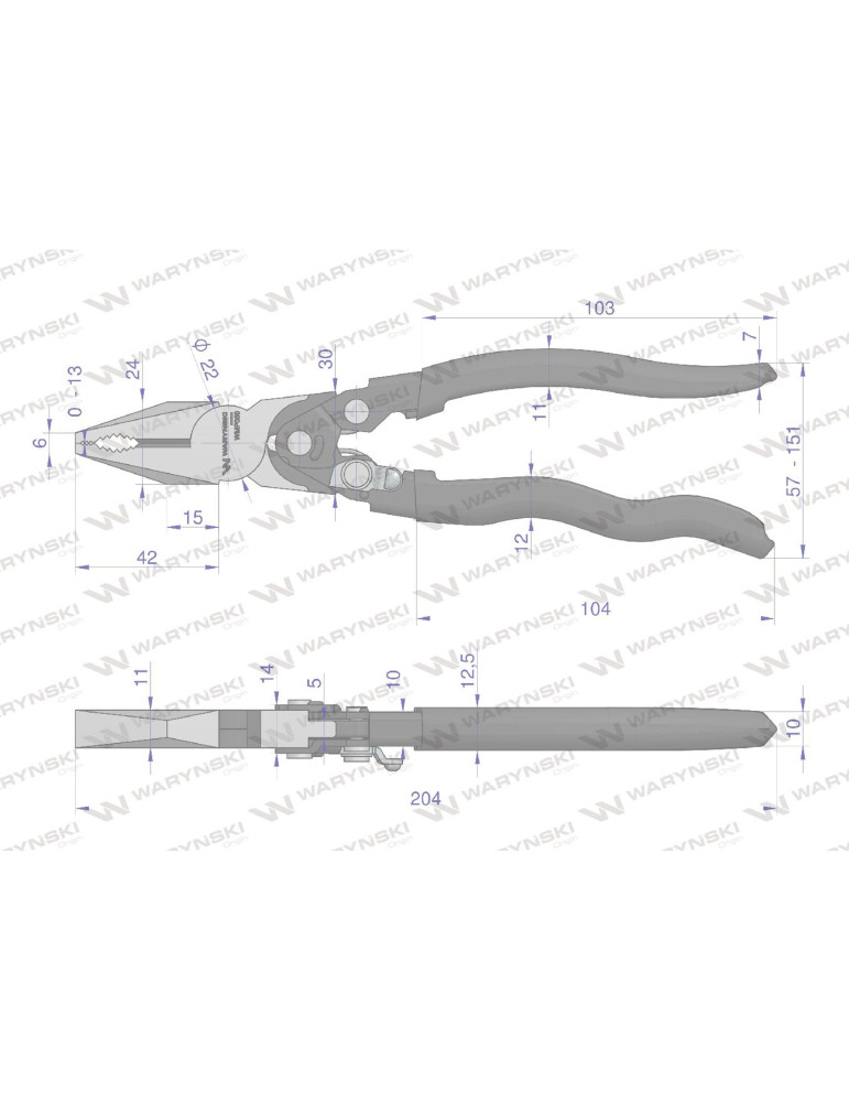 SZCZYPCE UNIWER. WZMOCNIONE 
WMP050
Szczypce uniwersalne chwyt wzmocniony przegubem Waryński