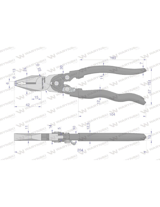 SZCZYPCE UNIWER. WZMOCNIONE 
WMP050
Szczypce uniwersalne chwyt wzmocniony przegubem Waryński